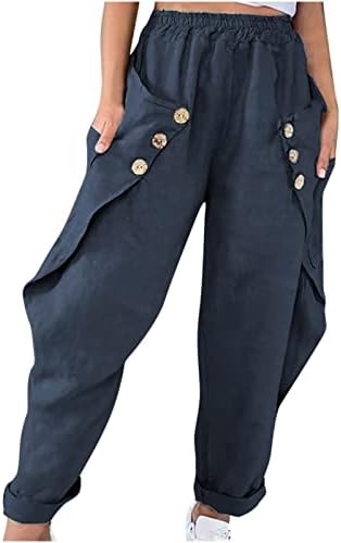 jeans folgados femininos lcepcy solto bloomers verão casual cor sólida cor de bolso duplo de bolso calça com bolsos