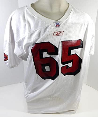 2002 San Francisco 49ers Ron Stone 65 Jogo emitido White Practice Jersey 2x 470 - Jerseys de jogo NFL não assinado