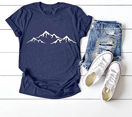 Ladies Summer tops casual solto e pullover curto pullover tshirt abelhas e camisetas de impressão na montanha