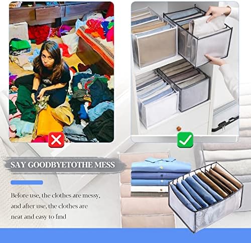 Organizador de roupas de guarda-roupa lavável ， 7 grades dobráveis ​​Caixa de separação de roupas de vestuário de roupas