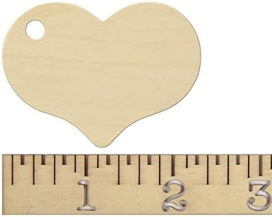 Tags cardíacas de madeira, 2-5/16 - bolsa de 25