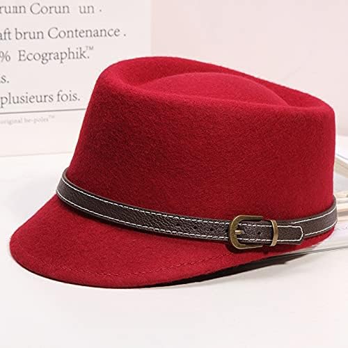 BBDMP WILL MULHER MULHER SOLID COR OCTOGONAL HATY Party Party Fedora Hats Fashion Feel Newsboy Caps Wool Equestre Cap 56-58cm