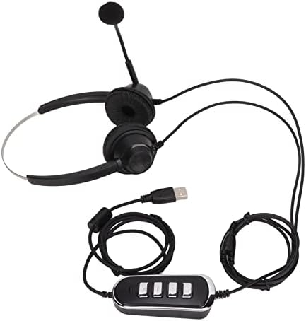 Vifemify Ruído Redução de ruído rj9 plugue fone de ouvido com fio com placa de som USB de microfone para fone de ouvido