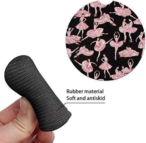 Dolyues Black Background Cup Titular Coasters para porta -copos com padrão de balé rosa para mulheres femininas
