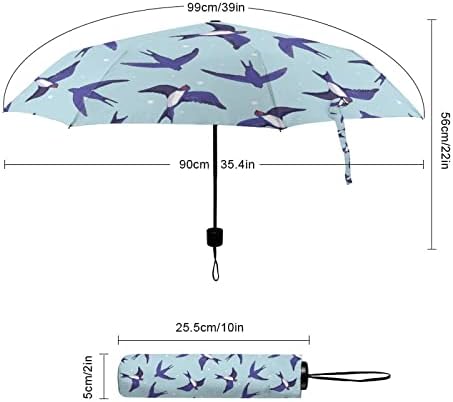 Splallow Bird Padrão Viagem à prova de vento guarda -chuva leve UPF 50+ Proteção UV guarda -chuva dobrável para negócios pessoal