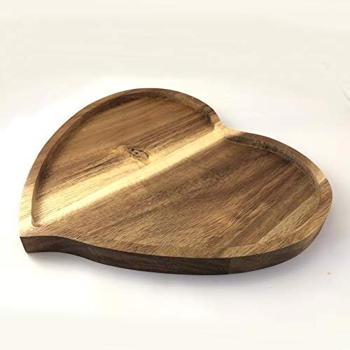 JB Home Collection 4568, Premium acacia Wood Heart Forma de casamento romântico Placa de bandeja de bandeja para lanches Bolo