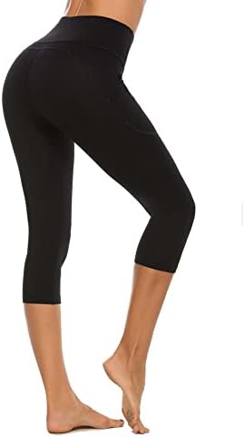 Calças Capri Yoga de Stelle Women com bolsos essenciais de cintura alta para treino