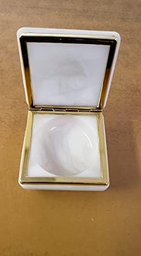 Caixa de jóias genuínas de alabastro | Pequeno, quadrado | Anjos, querubins Kiss | Esculpido à mão | Feito na Itália