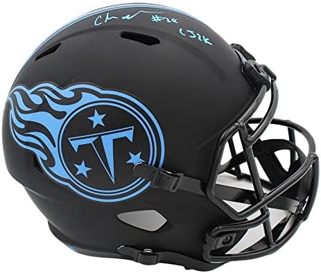 Chris Johnson assinou o Tennessee Titans Speed ​​Speed ​​Tamanho Eclipse NFL Capacete com inscrição “CJ2K” - Capacetes NFL autografados