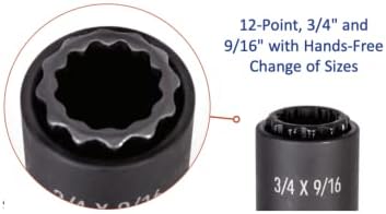 Impacto classificado como 2-em 1 Black Oxidado Socket Socket, soquete de 12 pontos, Soquete Deep-Multi Função 3/4 e 9/16