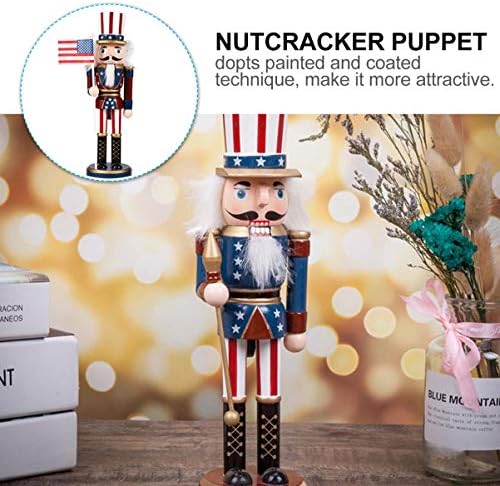 Teemoon Christmas Nutcrackers Figuras, colecionador de madeira coleciona -noz -rache de noz -soldier com cabelos brancos de barba