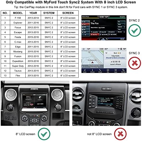 ROAD Top Wireless CarPlay Kit Decoder para Ford com sistema Sync2, suporte Android Auto, AirPlay, espelhamento, câmera, USB, navegação