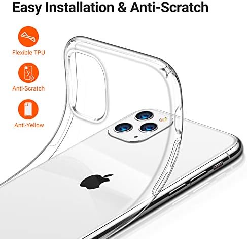 Torras Crystal Clear Compatível para o iPhone 11 Pro Case, [não amarelo] Proteção à prova de choque Soft Slim Tampa fina para
