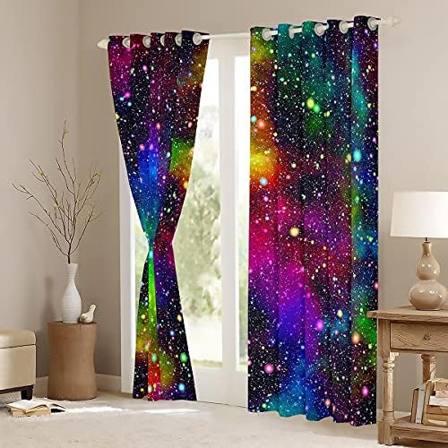 Cortinas de janela de galáxia colorida erosébrida cortinas de céu estrelado, cortinas de janela de constelação de vitrines modernas