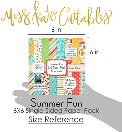 6x6 Pattern Paper Pack - Diversão de verão - Para o Summer Scrapbook Premium Paper Specialty Paper de 6 x6 coleção inclui 64 folhas - 50% padrões menores - Por Miss Kate Cuttables