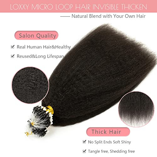 LOXXY Microlink Hair Extensions Human Hair Fusion Cold Fusion 18 polegadas Micro Links Extensões de cabelo de loop para mulheres negras yaki kinky cabelos naturais cacheados