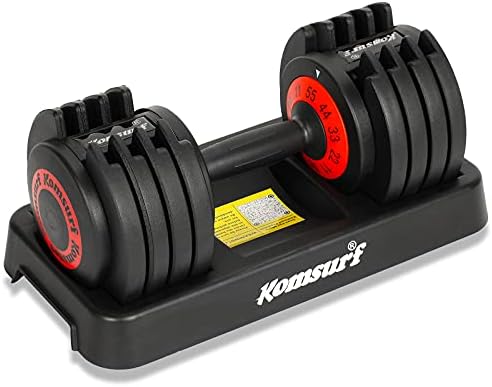 Komsurf Dumbbell ajustável, 25/55 lb haltere único para homens e mulheres com função de discagem de peso, ajuste rápido o peso pela