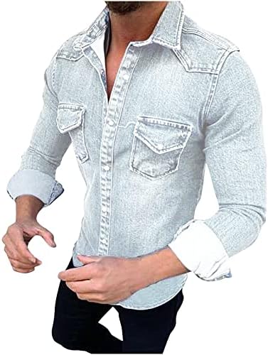 Jaqueta para manga comprida de manga longa masculina casaco de carga outono de inverno retro botão simples jeans jeans Outwear tops