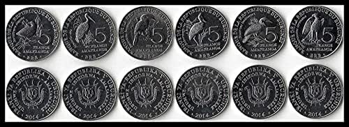 África Africana Burundi 5 Franc Coin 6 Um conjunto de 2014 Série de vida selvagem em extinção Moedas 4 Conjuntos de moedas