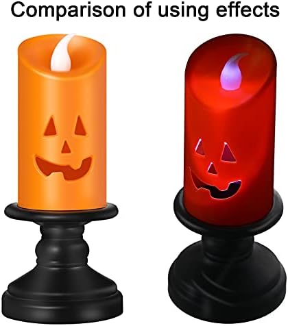 Tujoe 2 peças Halloween Formulário de abóbora Luz LED com botão Battery Halloween LED Night Candles Halloween Velas sem chamas de Halloween Luzes de velas para o Natal