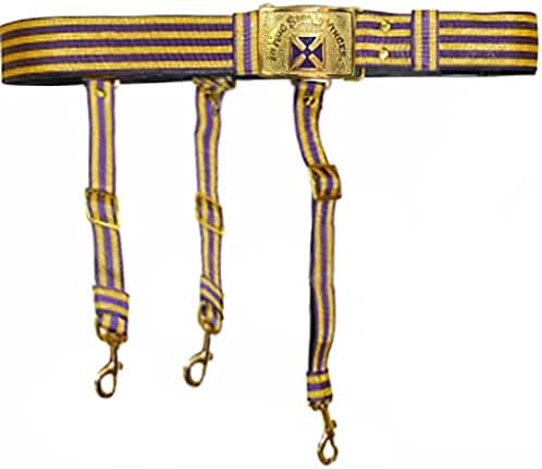 Bricks Masons Knights Templar Past Grand Commander Purple & Gold Sword Belt - Purple Cross Tamanho: 32 - Estilo de correia: com correntes
