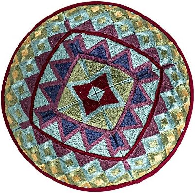 Emanuel Yair Kippah para homens e mulheres bordados de seda Yarmulke Square texturizada