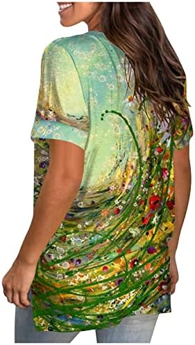 Tops de manga curta para mulheres para mulheres v pescoço de verão tops casuais impressão de manga curta solta camisetas leves e confortáveis