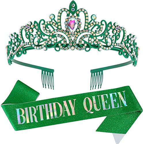 Rainha de aniversário faixa e cristal tiara tiara e coroas para mulheres presentes de aniversário de coco para decorações