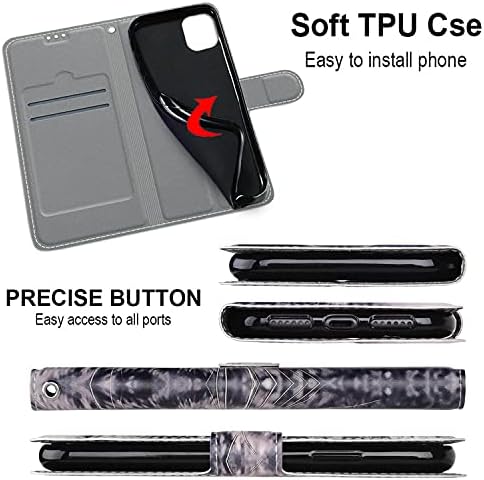 Capa de flip de carteira de couro PU para iPhone 11, caça-níqueis à prova de choques da caixa anti-poeira compatível
