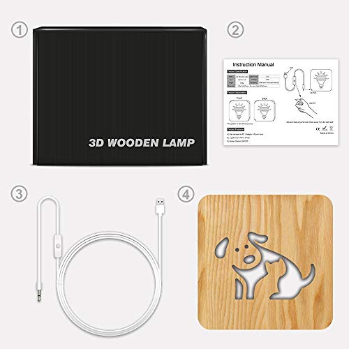 XDG CAT & DOG 3D Lâmpada de madeira Led Night Light Home Room Decoração Lâmpadas de mesa criativas para presentes