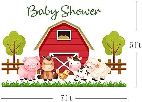 Mehofond Farm Baby Shower Photo Studio Booth Background Barnyard Animais rústicos Animais de grama verde Red Fart