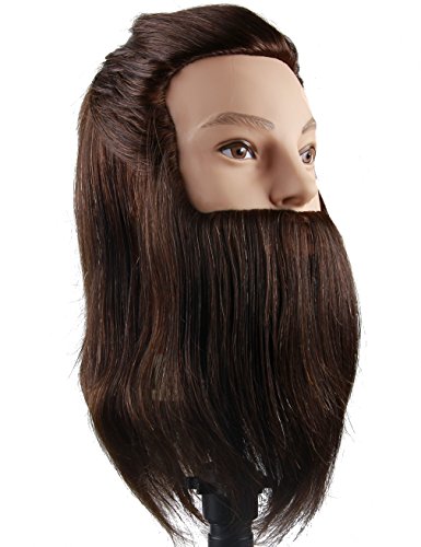 Kalyx Hannequin Head com cabelos humanos Cosmetologia Manikin Homem de cabeça de cabeça masculina barba para lojas de