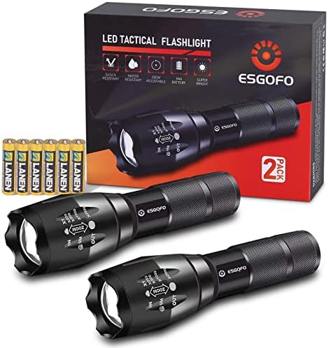 Lanternas LEDs LEDs 2 Pacote Bright poderoso EDC 3000 lúmen Luzes de flash handheld, lúmens altos lúmens Pocket Linterna, 5 modos,