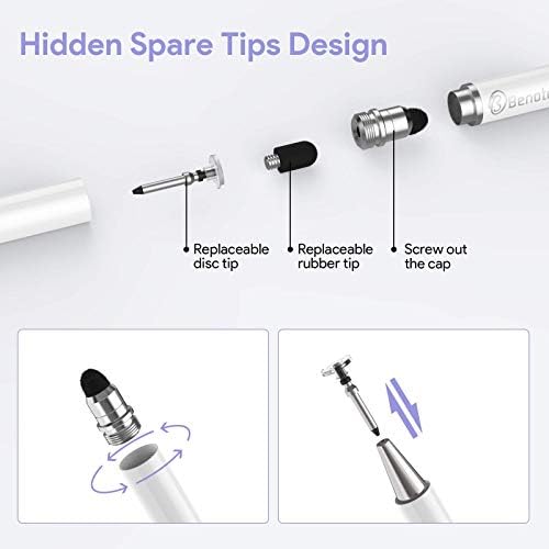 Canetas de caneta para telas de toque, caneta capacitiva de alta sensibilidade 2-em-1 e dicas de fibra de ponta fina caneta de caneta