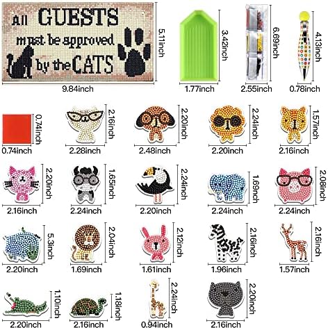 Kits de contas de pintura de diamante - sinais de gato para decoração de casa com ferramentas e acessórios de pintura de