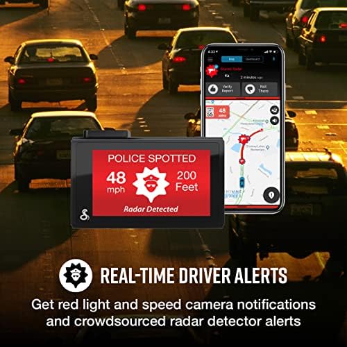 Cam Smart Dash Cam-QHD+ 1600P Resolução, Wi-Fi & GPS integrados, comandos de voz, alertas da polícia ao vivo, relatórios de incidentes,