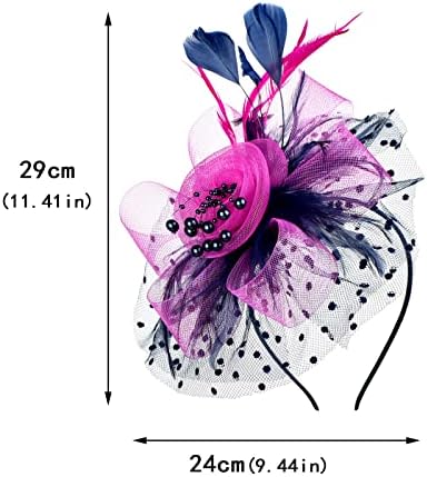 NAPOO Fascinadores para Mulheres 20S 50S Feather Fascinator Flor Feather Net Casamentos da Igreja Casamentos Hat para Mulheres