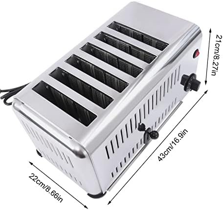6 Slice Toaster Aço inoxidável, 110V 1680W Comercial Torre máscara de pão elétrico Tooster Toaster 6 Slot Wide Metal Toaster Toaster