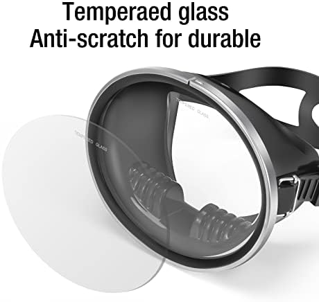 Máscara Oval HD Scuba - Máscara de mergulho de vidro temperado com moldura de aço inoxidável, óculos de mergulho anti -Fog vêm