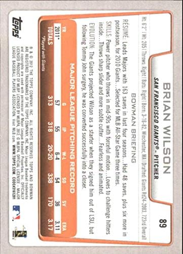 2012 Bowman Gold #89 Brian Wilson Giants MLB Baseball Card NM-MT