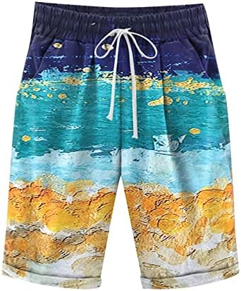 Cermato para mulheres, Womens Summer Casual String Pure Color Cintura elástica shorts fluidos com bolso