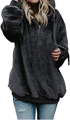Mllkcao Moda de moda feminina Pullover moletom de algodão zíper de lã de manga comprida casaco de moda outono inverno