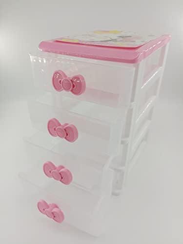 WQURC adorável mesa de quatro camadas recebendo gavetas cosméticos Cabinete de armazenamento Caixa de armazenamento Organizador