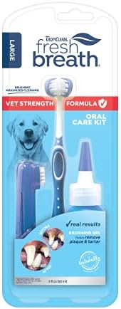 Coleção de bem -estar com respiração fresca Coleção de bem -estar Kit de atendimento oral veterinário para cães grandes - remove a placa e o tártaro - renovação de cão mau - kit de limpeza de dentes