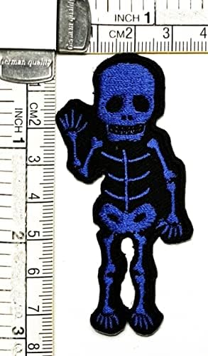 Kleenplus 2pcs. Esqueleto azul Goodye Cartoon Patch Patches de esqueletos fantasmas Bordados bordados para roupas de jeans Chanetas