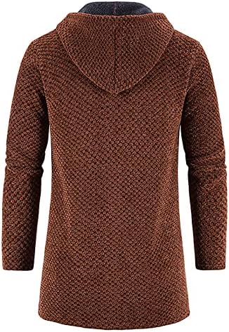 Sorto de moletom vintage masculino com capuz de luxo de tricô xadrez suéter de casaco de cordão quente Jaquetas de cores sólidas