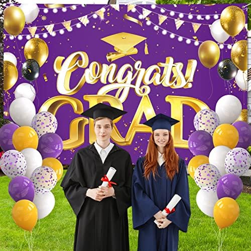 Decorações de faixas de graduação extra -graduação de arosche 72 x 48 com balões de 24pcs parabéns graduado 2023 pano