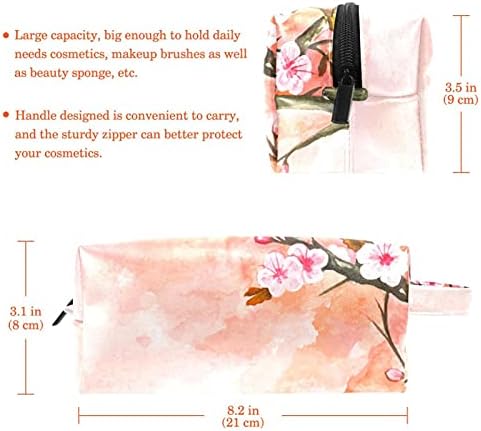 Bolsas de maquiagem portáteis de viagem Sacos de higienetril de organizador de cosméticos para mulheres e meninas Spring Pink Cherry Tree