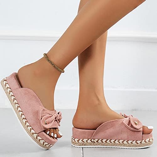 Flipers de verão para mulheres de cor sólida sandálias de solado grosso casual sapatos de peixe laço de peixe chinelo de