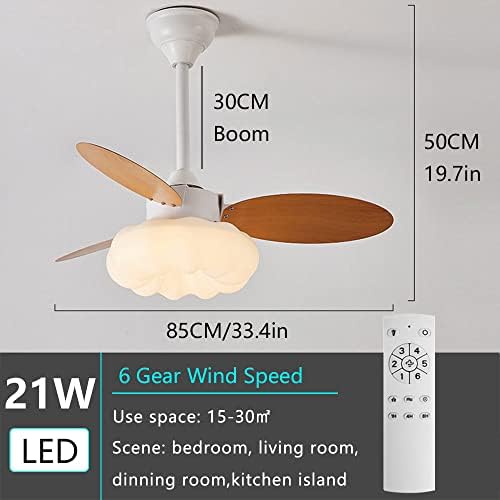 Ibalody Creative 6 Speed ​​Fan Light Light Silent Indoor Teto Fan com 21W LED Light Varanda Lar